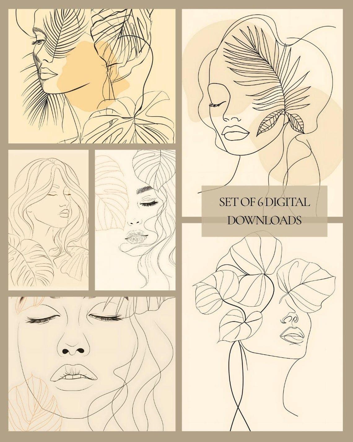 Botanical Line Art Set of 6