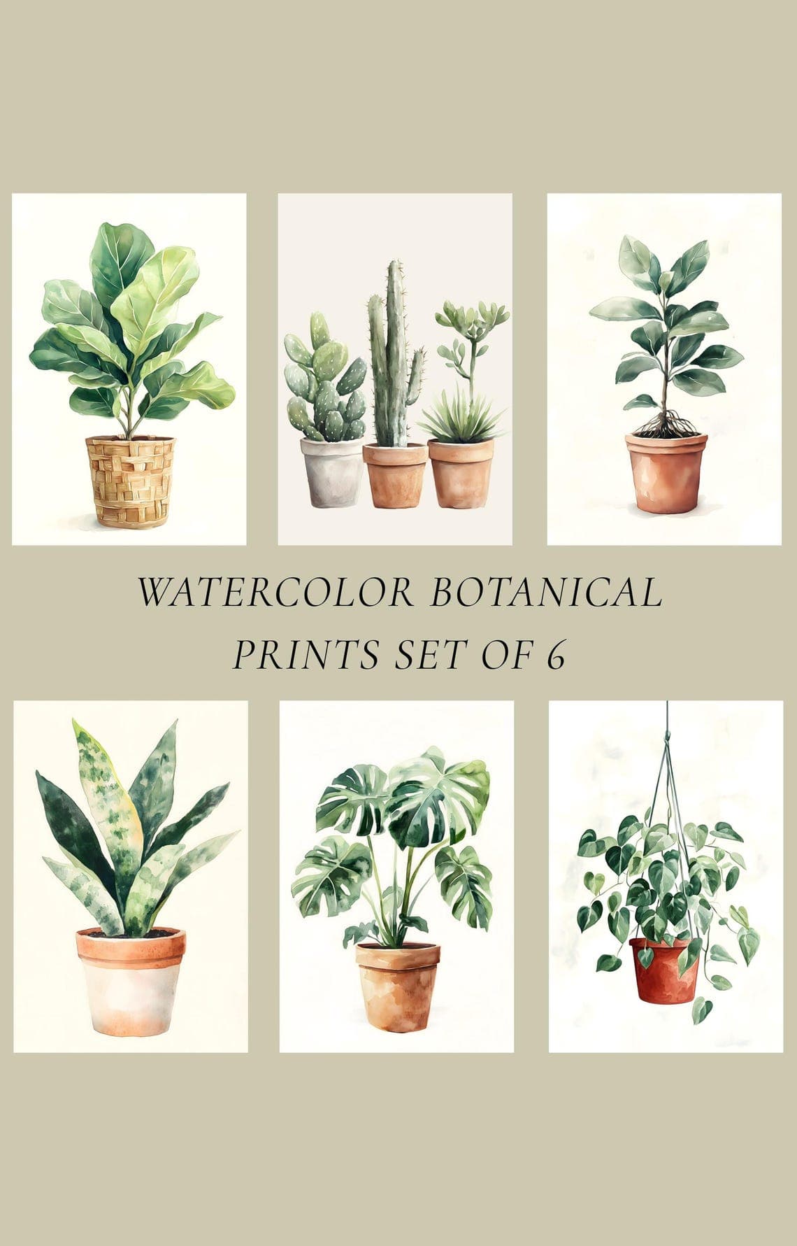 Watercolor Botanical Print Set of 6
